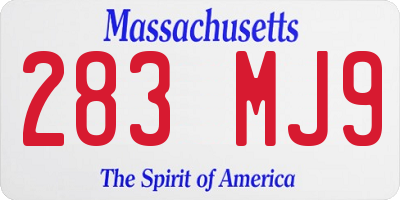 MA license plate 283MJ9