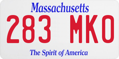 MA license plate 283MK0