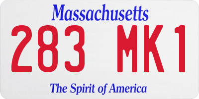 MA license plate 283MK1
