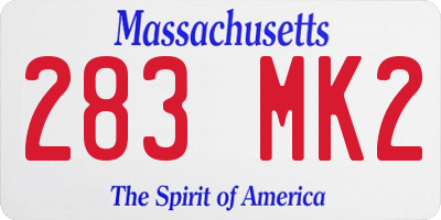 MA license plate 283MK2