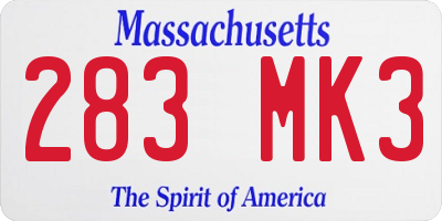 MA license plate 283MK3