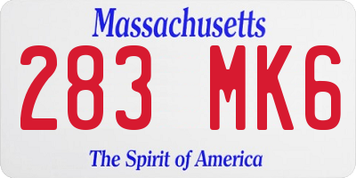 MA license plate 283MK6