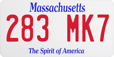 MA license plate 283MK7