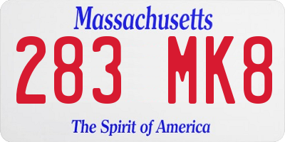 MA license plate 283MK8