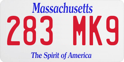 MA license plate 283MK9