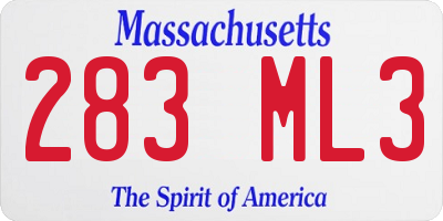 MA license plate 283ML3