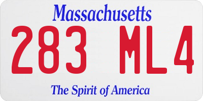 MA license plate 283ML4