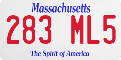 MA license plate 283ML5