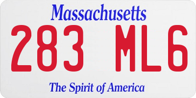 MA license plate 283ML6
