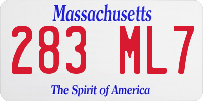 MA license plate 283ML7