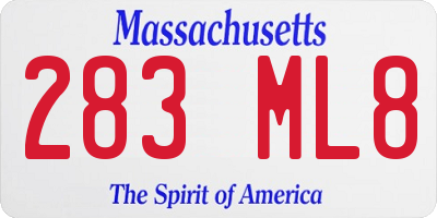 MA license plate 283ML8