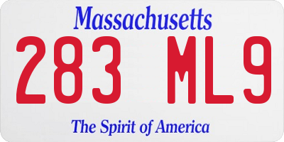 MA license plate 283ML9