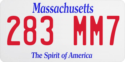 MA license plate 283MM7