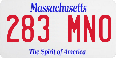 MA license plate 283MN0