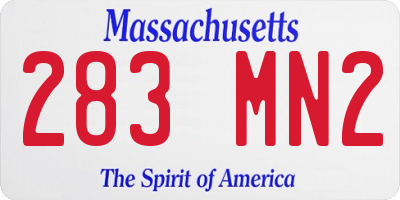 MA license plate 283MN2