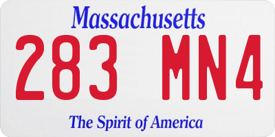 MA license plate 283MN4