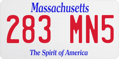 MA license plate 283MN5