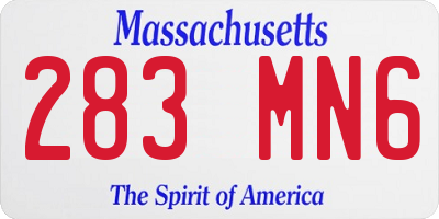 MA license plate 283MN6