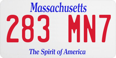MA license plate 283MN7