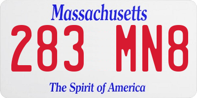MA license plate 283MN8