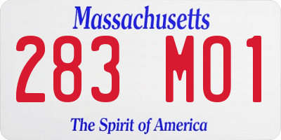 MA license plate 283MO1