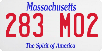 MA license plate 283MO2