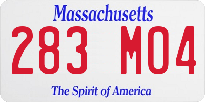 MA license plate 283MO4