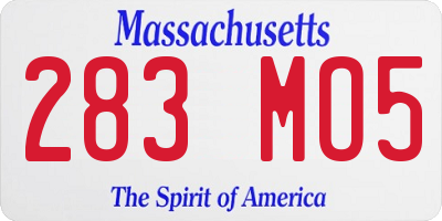 MA license plate 283MO5