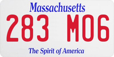 MA license plate 283MO6