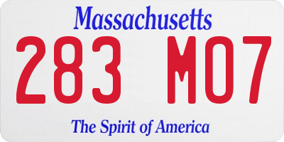 MA license plate 283MO7