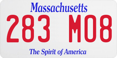 MA license plate 283MO8