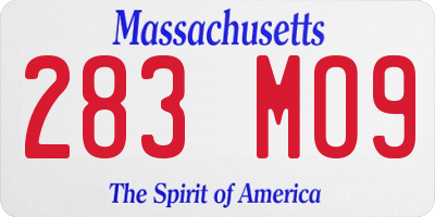 MA license plate 283MO9