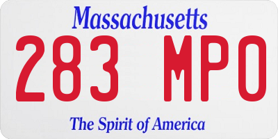 MA license plate 283MP0