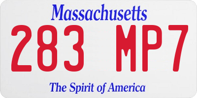 MA license plate 283MP7
