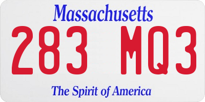 MA license plate 283MQ3
