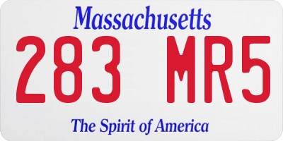 MA license plate 283MR5
