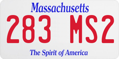 MA license plate 283MS2