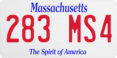 MA license plate 283MS4