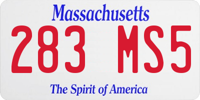 MA license plate 283MS5
