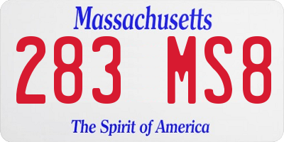 MA license plate 283MS8