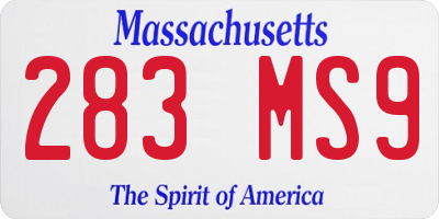 MA license plate 283MS9