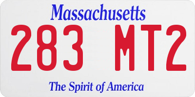 MA license plate 283MT2