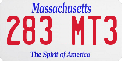 MA license plate 283MT3