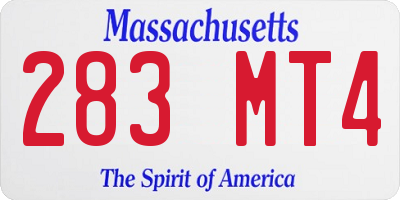 MA license plate 283MT4