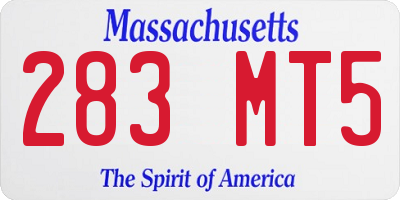 MA license plate 283MT5