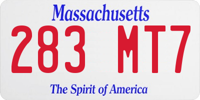 MA license plate 283MT7