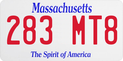 MA license plate 283MT8