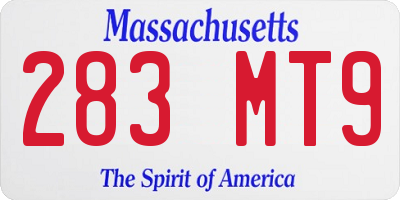 MA license plate 283MT9