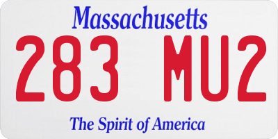 MA license plate 283MU2