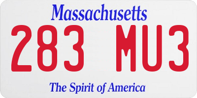MA license plate 283MU3